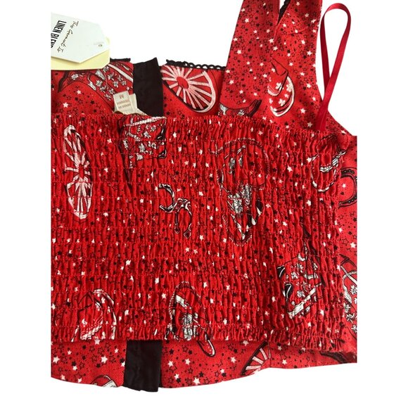 MONTEAU Red Western Crop Tank Top Size Medium NEW NWT - Picture 2 of 8